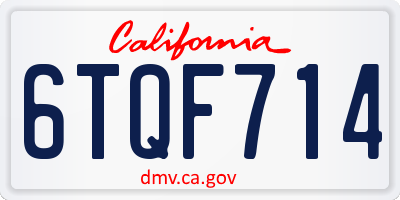 CA license plate 6TQF714