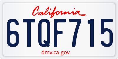 CA license plate 6TQF715