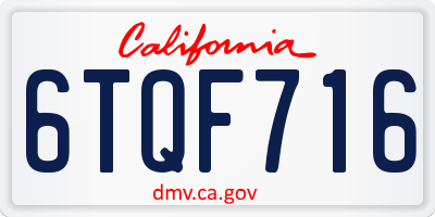 CA license plate 6TQF716