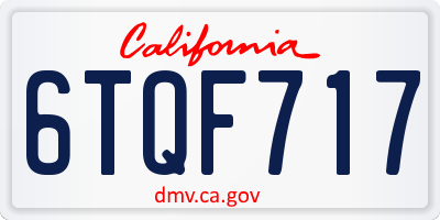 CA license plate 6TQF717