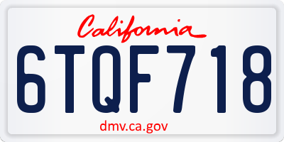 CA license plate 6TQF718