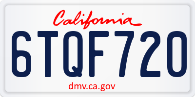 CA license plate 6TQF720