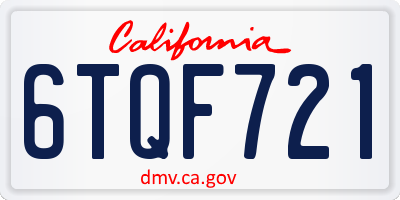 CA license plate 6TQF721