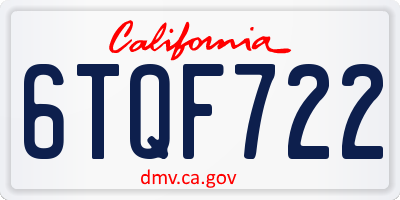 CA license plate 6TQF722