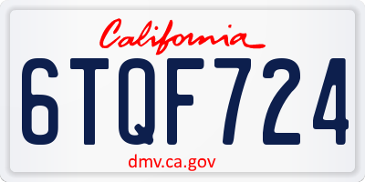 CA license plate 6TQF724