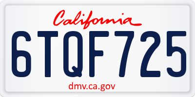 CA license plate 6TQF725