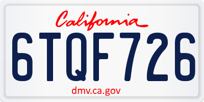 CA license plate 6TQF726