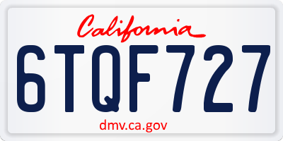 CA license plate 6TQF727