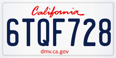 CA license plate 6TQF728
