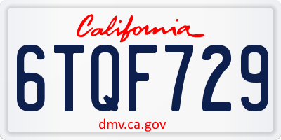 CA license plate 6TQF729