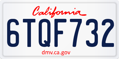 CA license plate 6TQF732