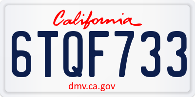 CA license plate 6TQF733