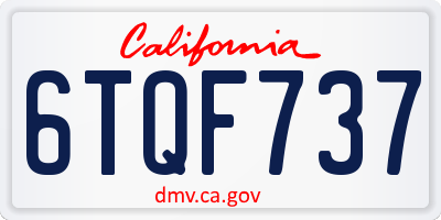 CA license plate 6TQF737