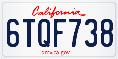 CA license plate 6TQF738