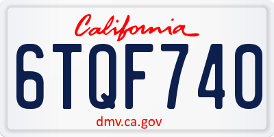 CA license plate 6TQF740