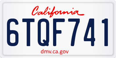 CA license plate 6TQF741