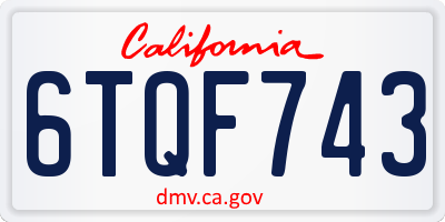 CA license plate 6TQF743