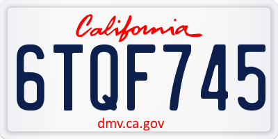 CA license plate 6TQF745