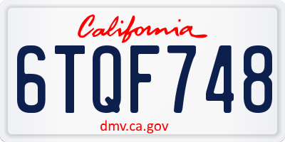 CA license plate 6TQF748