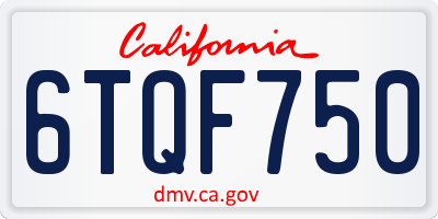 CA license plate 6TQF750