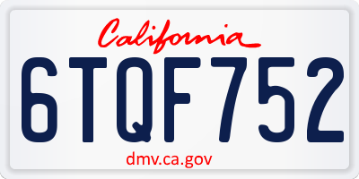 CA license plate 6TQF752