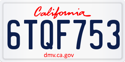 CA license plate 6TQF753