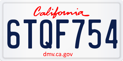 CA license plate 6TQF754