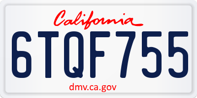 CA license plate 6TQF755