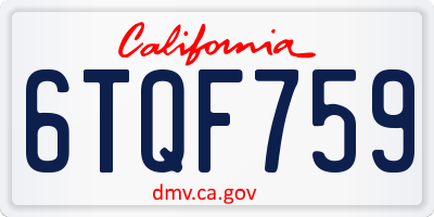 CA license plate 6TQF759