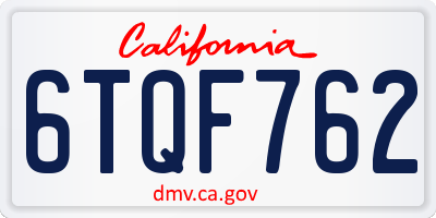 CA license plate 6TQF762