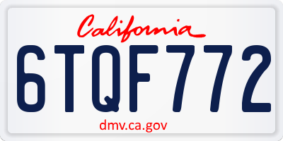 CA license plate 6TQF772