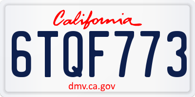 CA license plate 6TQF773