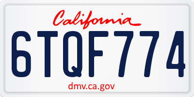 CA license plate 6TQF774