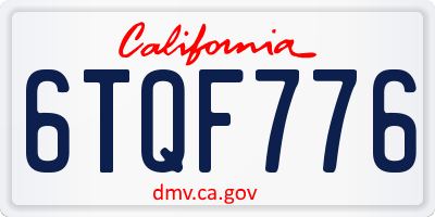 CA license plate 6TQF776