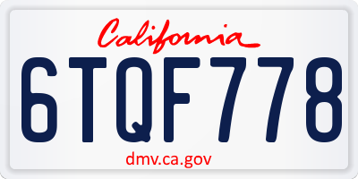 CA license plate 6TQF778