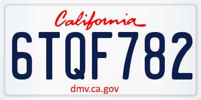 CA license plate 6TQF782