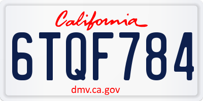 CA license plate 6TQF784