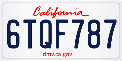 CA license plate 6TQF787