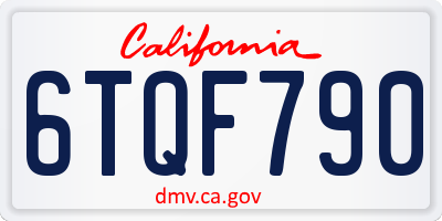 CA license plate 6TQF790