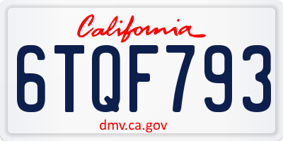 CA license plate 6TQF793