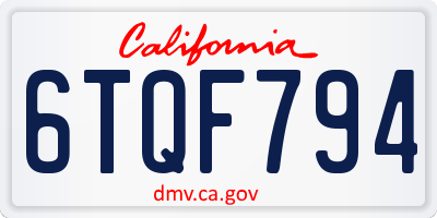 CA license plate 6TQF794