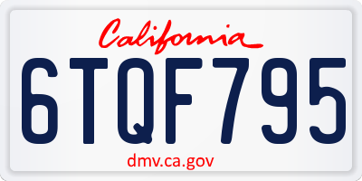 CA license plate 6TQF795