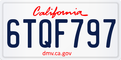 CA license plate 6TQF797