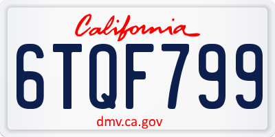 CA license plate 6TQF799