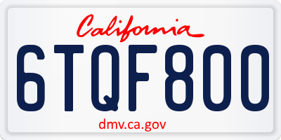 CA license plate 6TQF800
