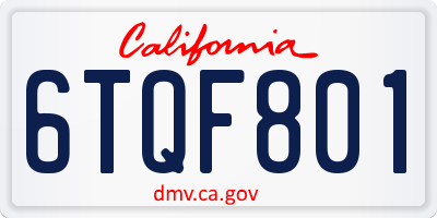 CA license plate 6TQF801