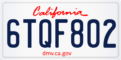 CA license plate 6TQF802