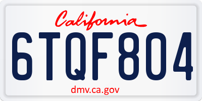 CA license plate 6TQF804