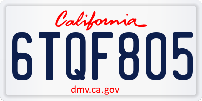 CA license plate 6TQF805