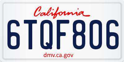 CA license plate 6TQF806